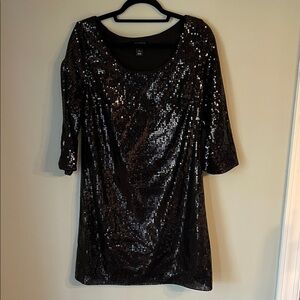 White House Black Market Sparkling Black Dress Sz L